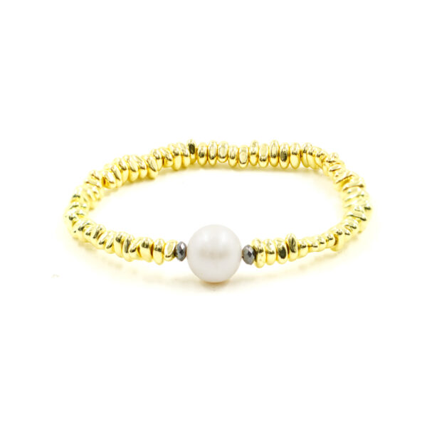 Bracciale Elastico ematite dorata, perla