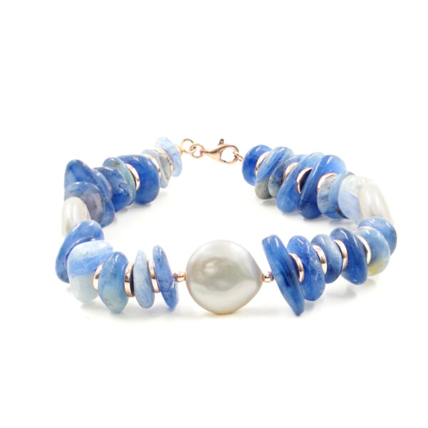 Bracciale Cianite, perla, chiusura argento