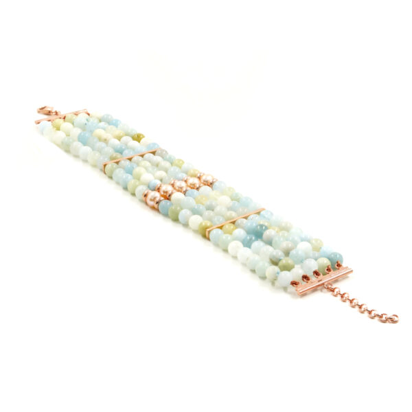 Bracciale acquamarina, perla, chiusura argento