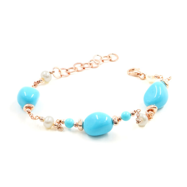 Bracciale pasta turchese, perla, chiusura argento