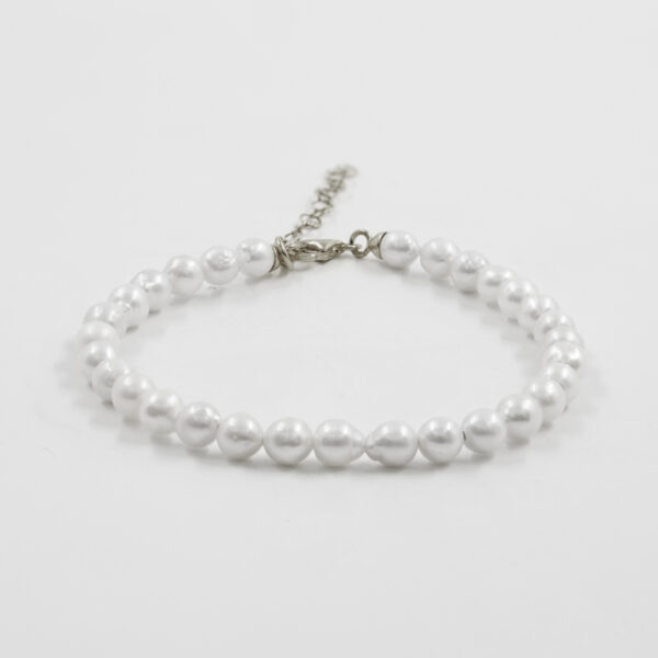 Bracciale perle, chiusura argento rodiato