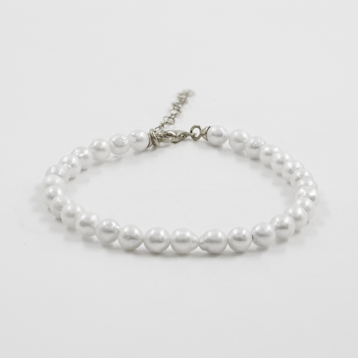 Bracciale perle, chiusura argento rodiato