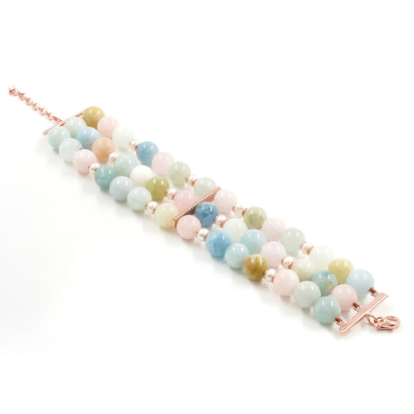 Bracciale berillo, perla, chiusura argento