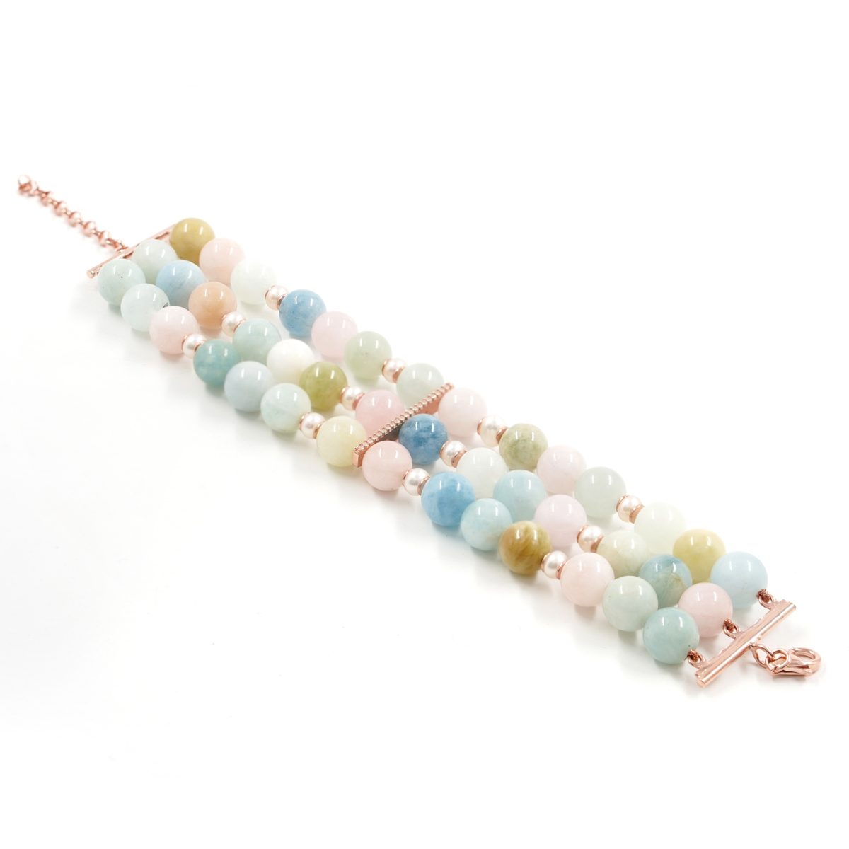 Bracciale berillo, perla, chiusura argento