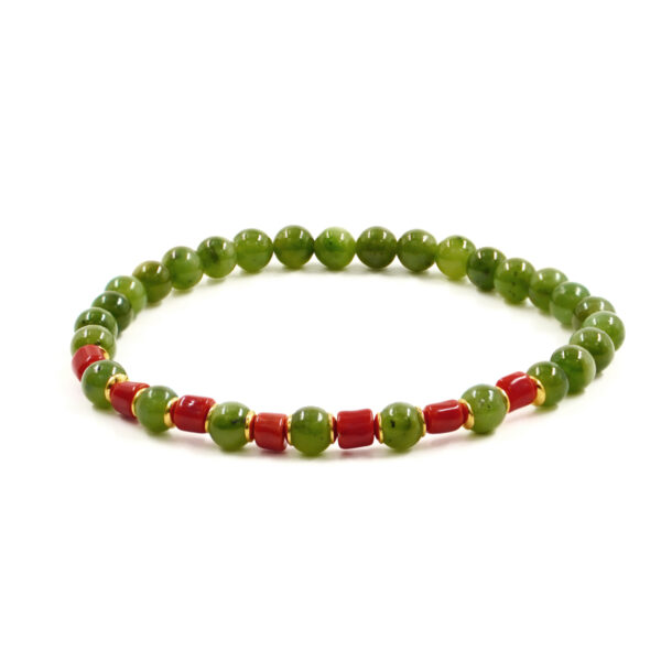 Bracciale Elastico giada canadese, corallo