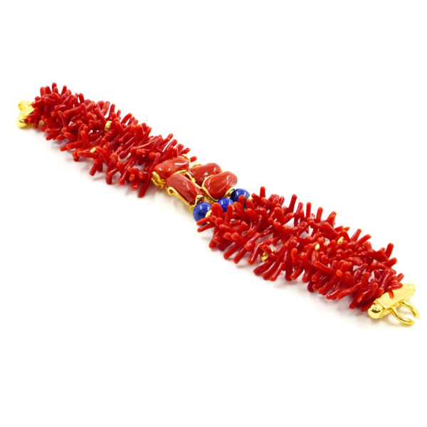 Bracciale corallo, lapis, chiusura argento