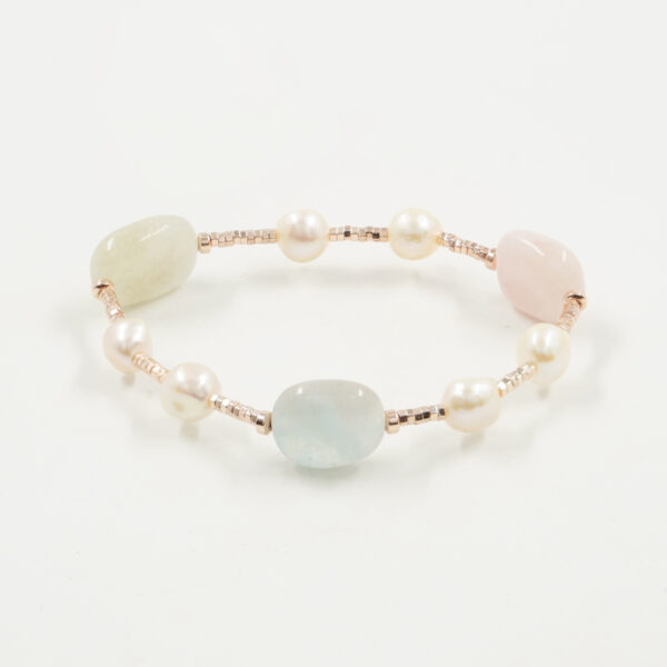 Bracciale Elastico ematite, perla, berillo