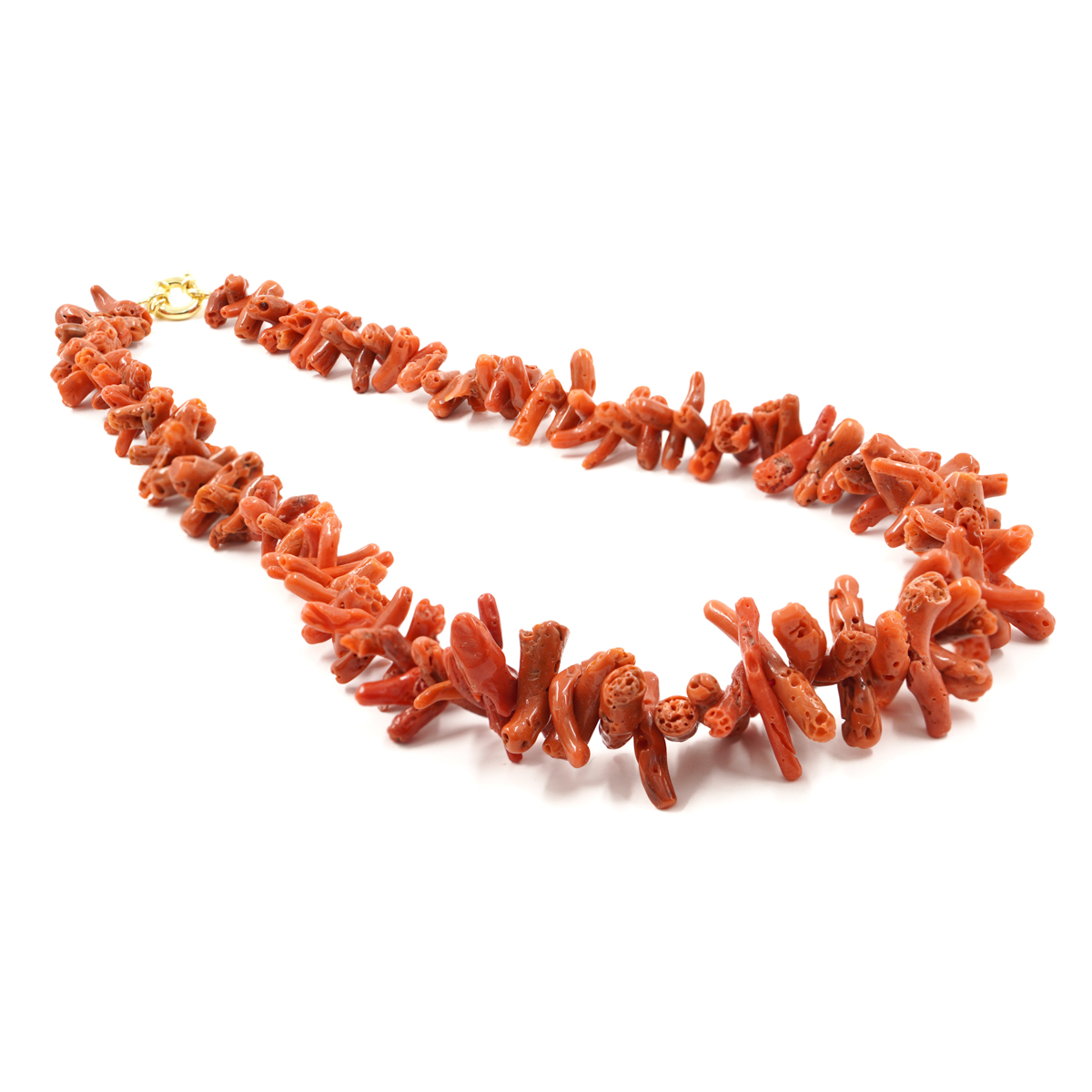 Necklace branch coral golden color silver clasp