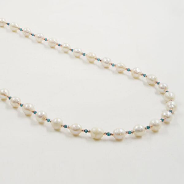 Collana perle, amazzonite, chiusura argento