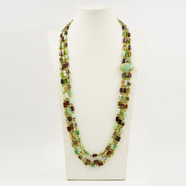 Collana crisoprasio, giada, chiusura argento