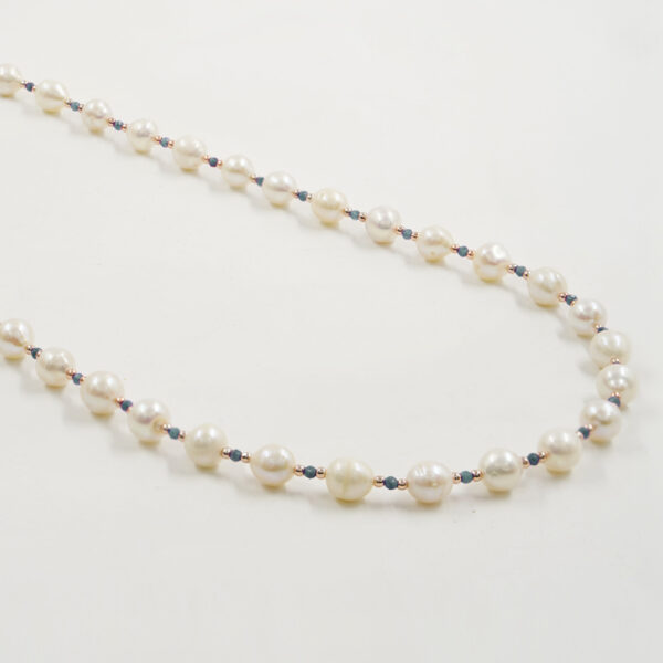 Collana perle, zaffiri, chiusura argento