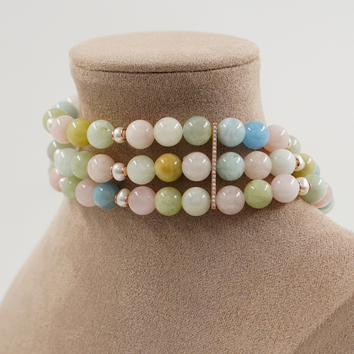 Collana berillo, perla, chiusura argento