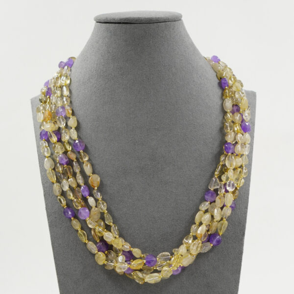 Collana quarzo, ametista, chiusura argento