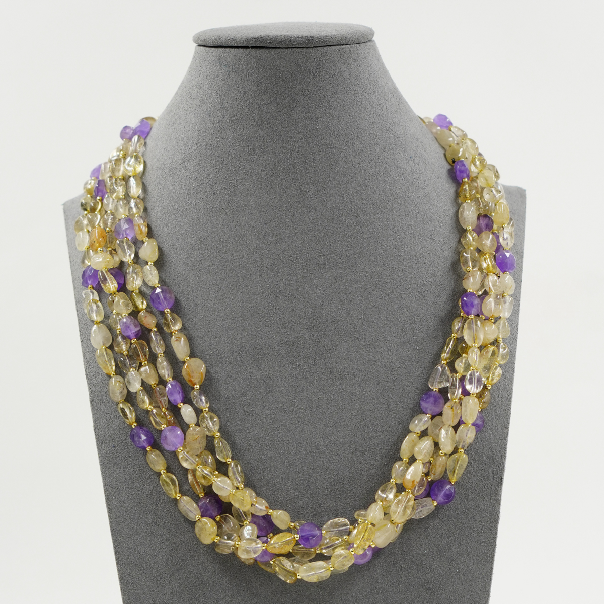 Collana quarzo, ametista, chiusura argento