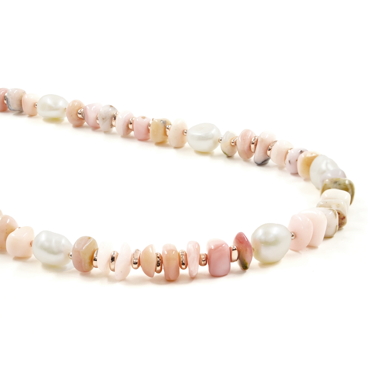 Collana, opale, perla chiusura argento