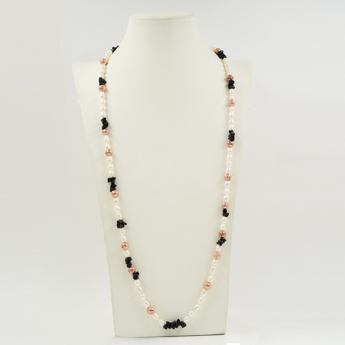 Collana perla, agata, lava, chiusura argento - immagine 2