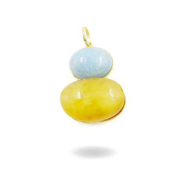Pendente argento ambra, acquamarina – Dorato