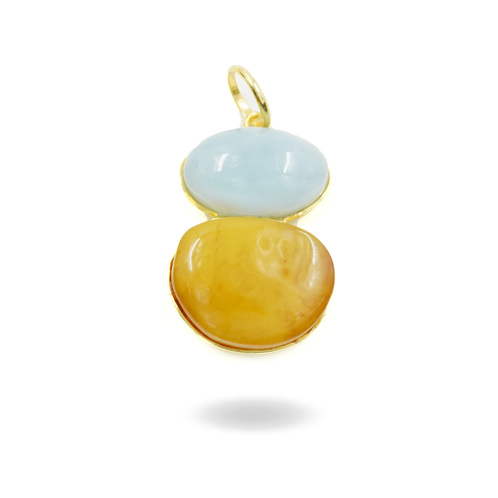 Pendente argento ambra, acquamarina – Dorato - immagine 2