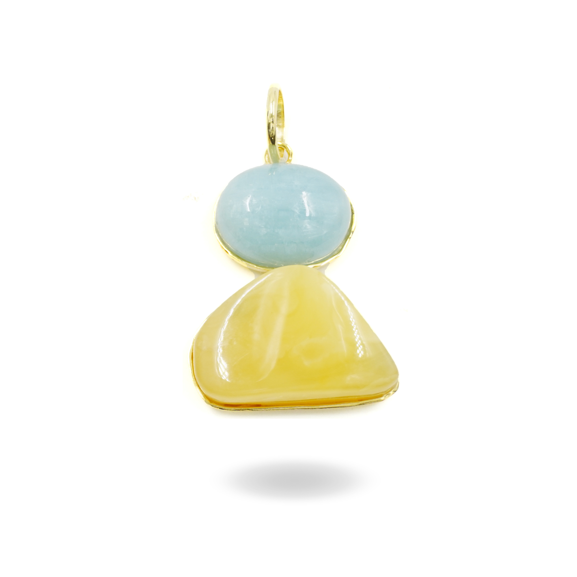 Pendente argento ambra, acquamarina – Dorato - immagine 3
