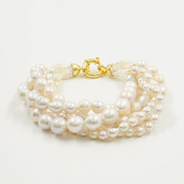 Bracciale perle con chiusura argento dorato