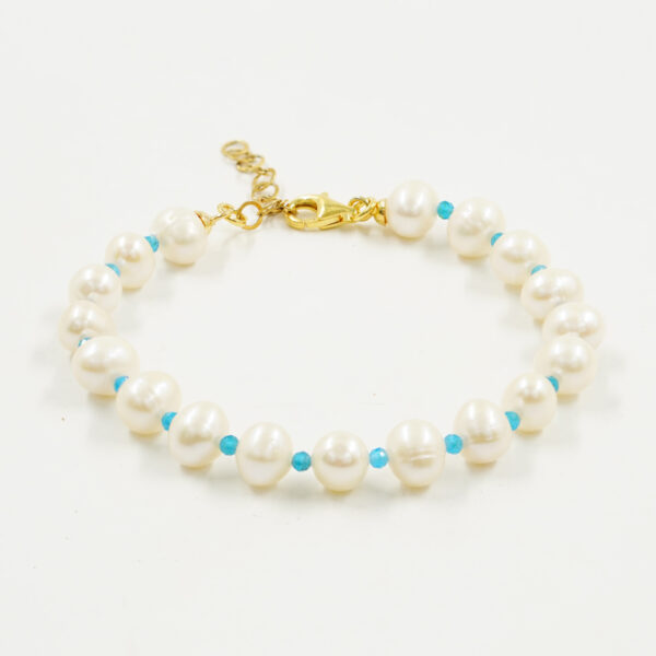 Bracciale perle, apatite, chiusura argento