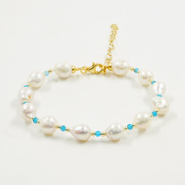 Bracciale perle, apatite, chiusura argento