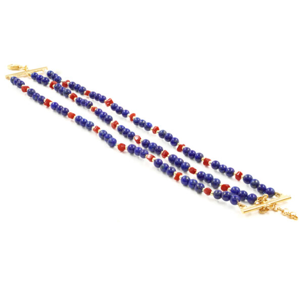 Bracciale lapis, corallo, chiusura argento