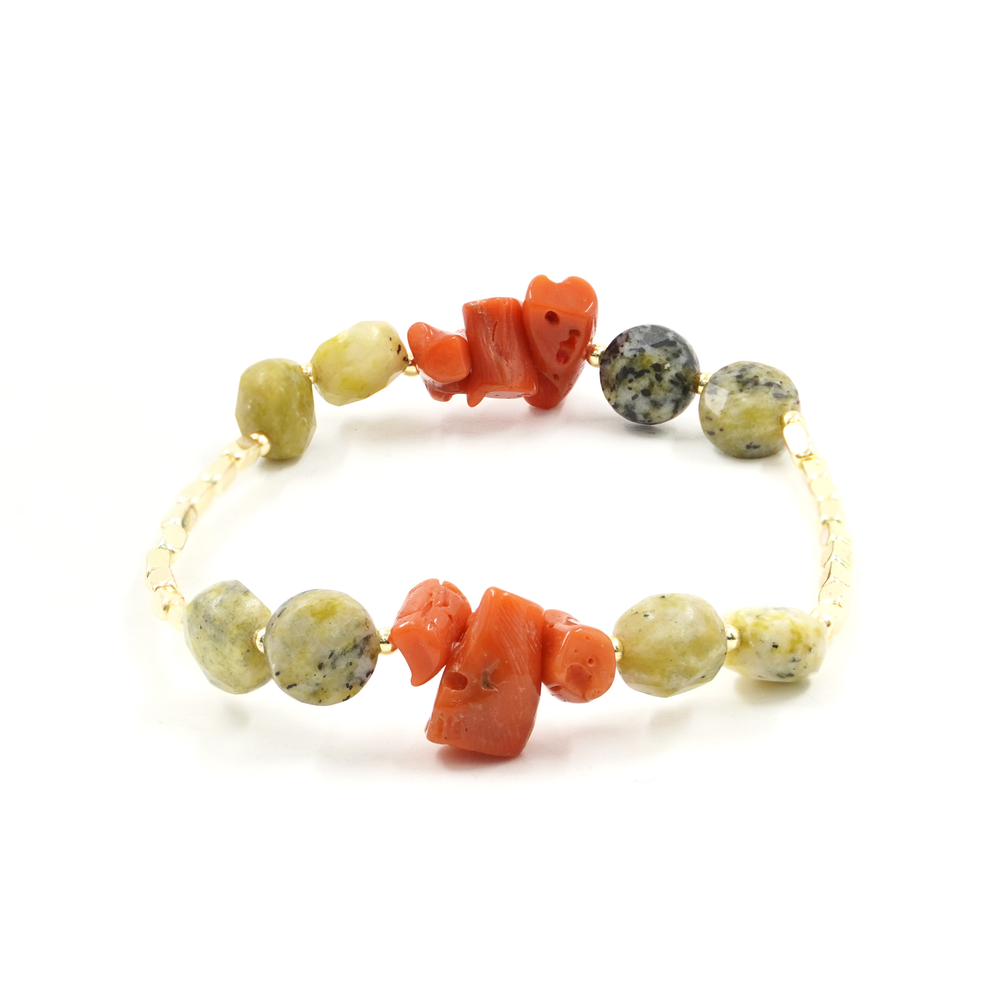 Bracciale Elastico ematite, giada, corallo