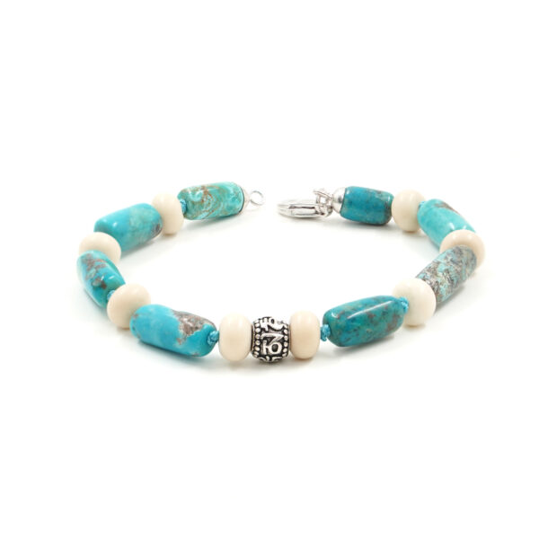Bracciale turchese, diaspro, chiusura argento