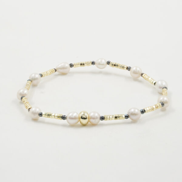 Bracciale Elastico ematite e perla
