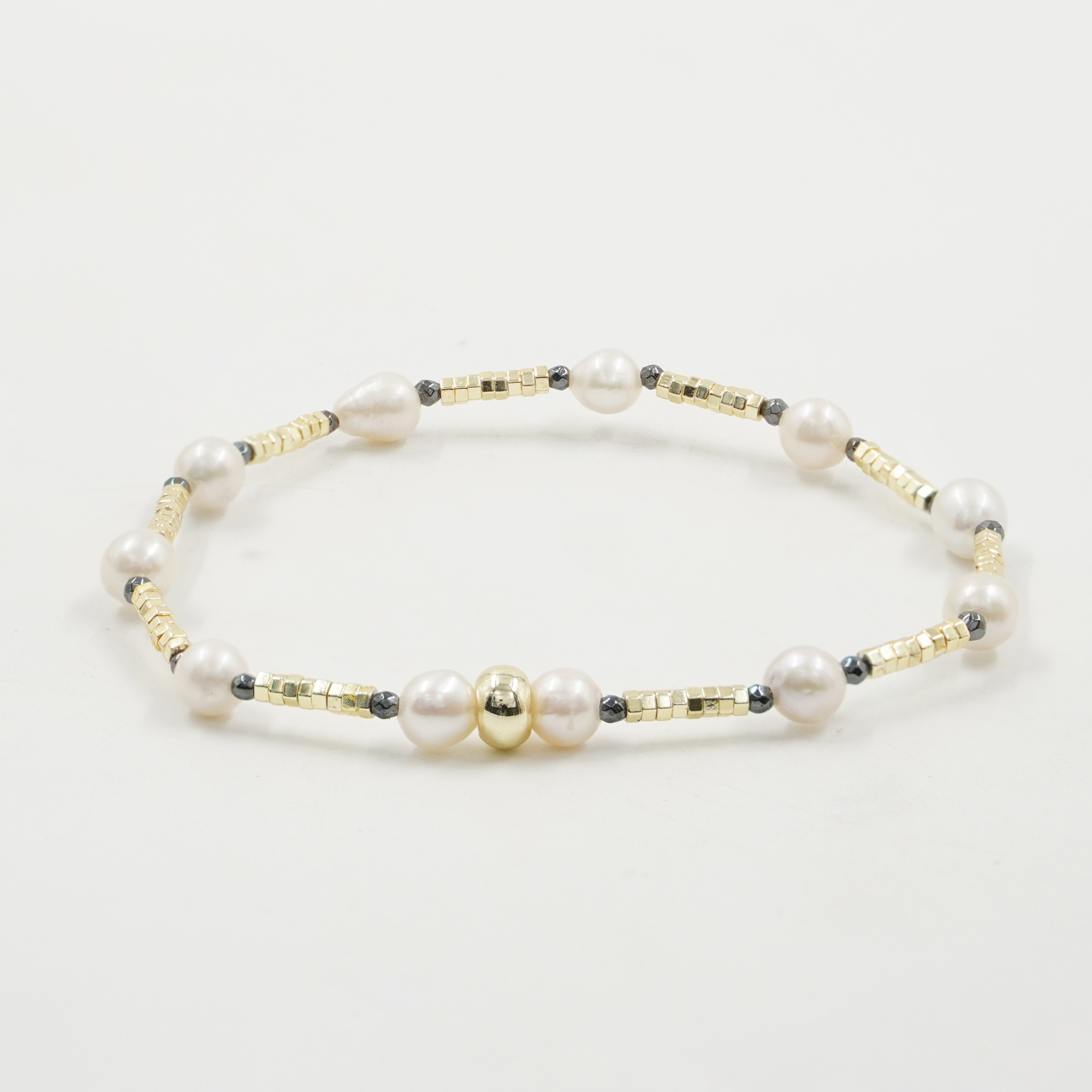 Bracciale Elastico ematite e perla