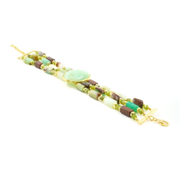 Bracciale crisoprasio, giada, chiusura argento