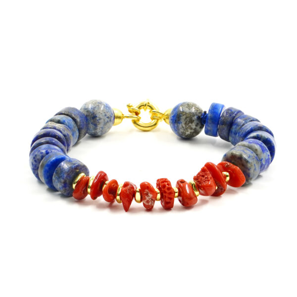 Bracciale lapis, corallo chiusura argento
