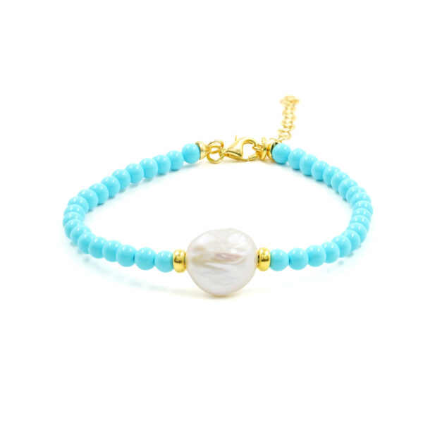 Bracciale Pasta Turchese, chiusura argento dorato