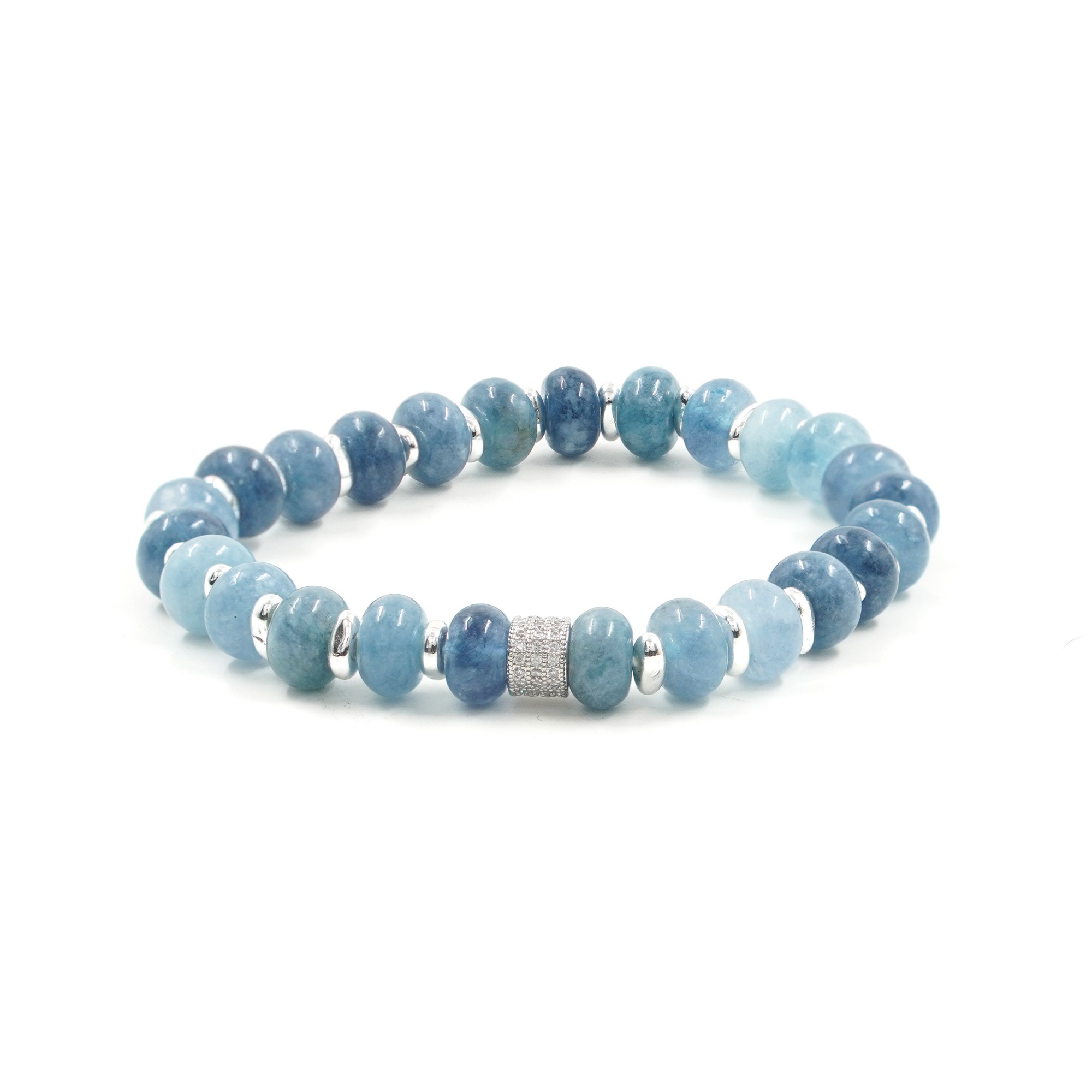 Bracciale Elastico Giada Azzurro Scuro