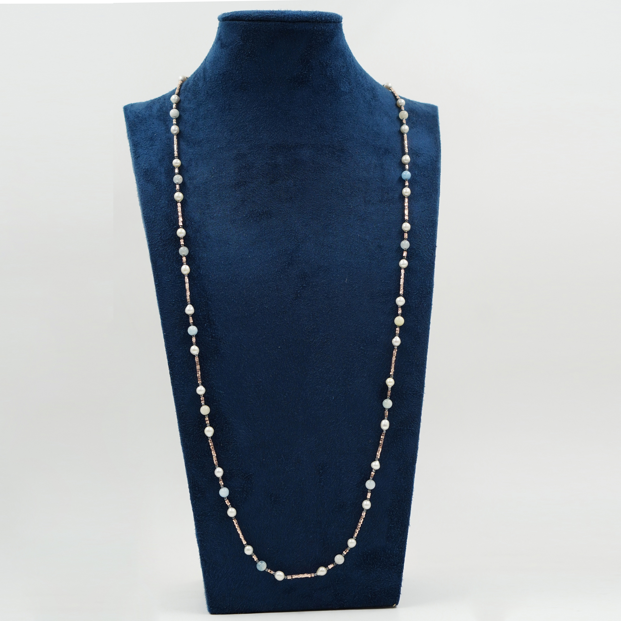 Collana ematite, acquamarina, chiusura argento - immagine 2