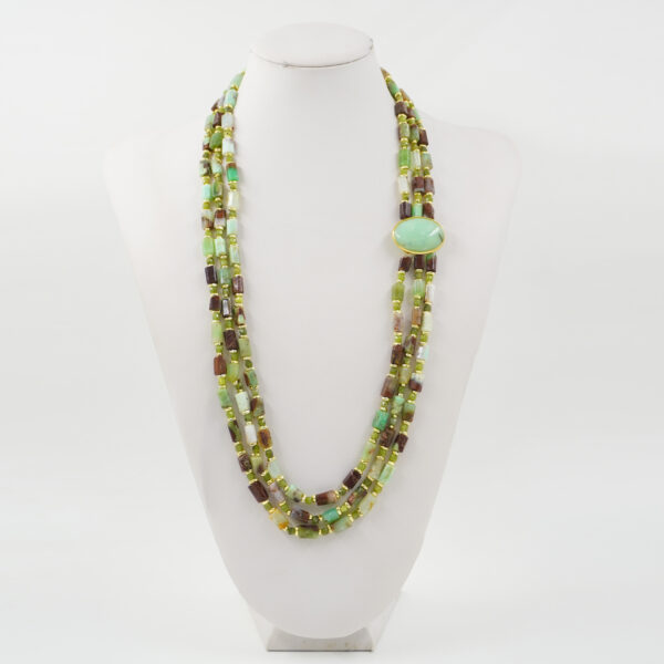 Collana crisoprasio, giada, chiusura argento