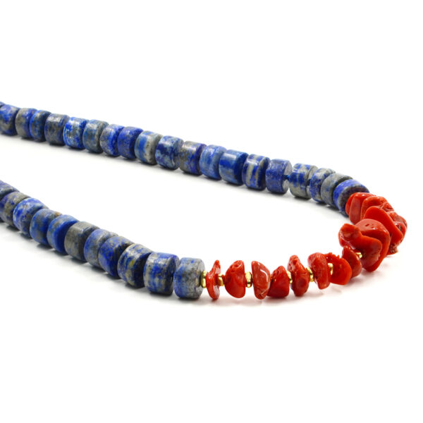 Collana lapis, corallo chiusura argento