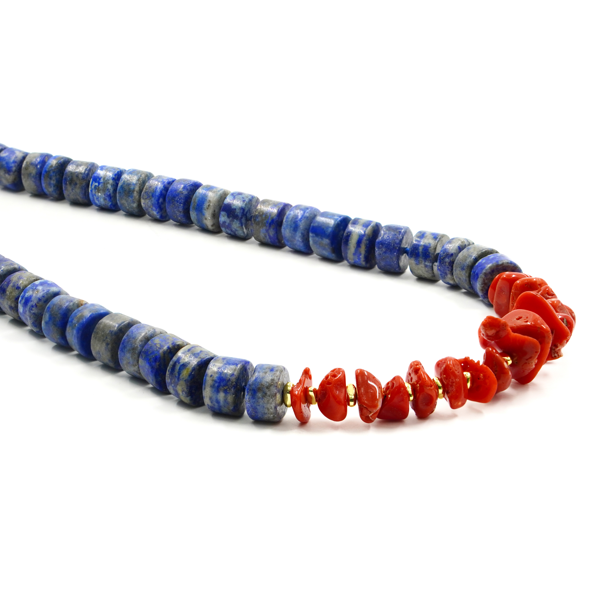 Collana lapis, corallo chiusura argento