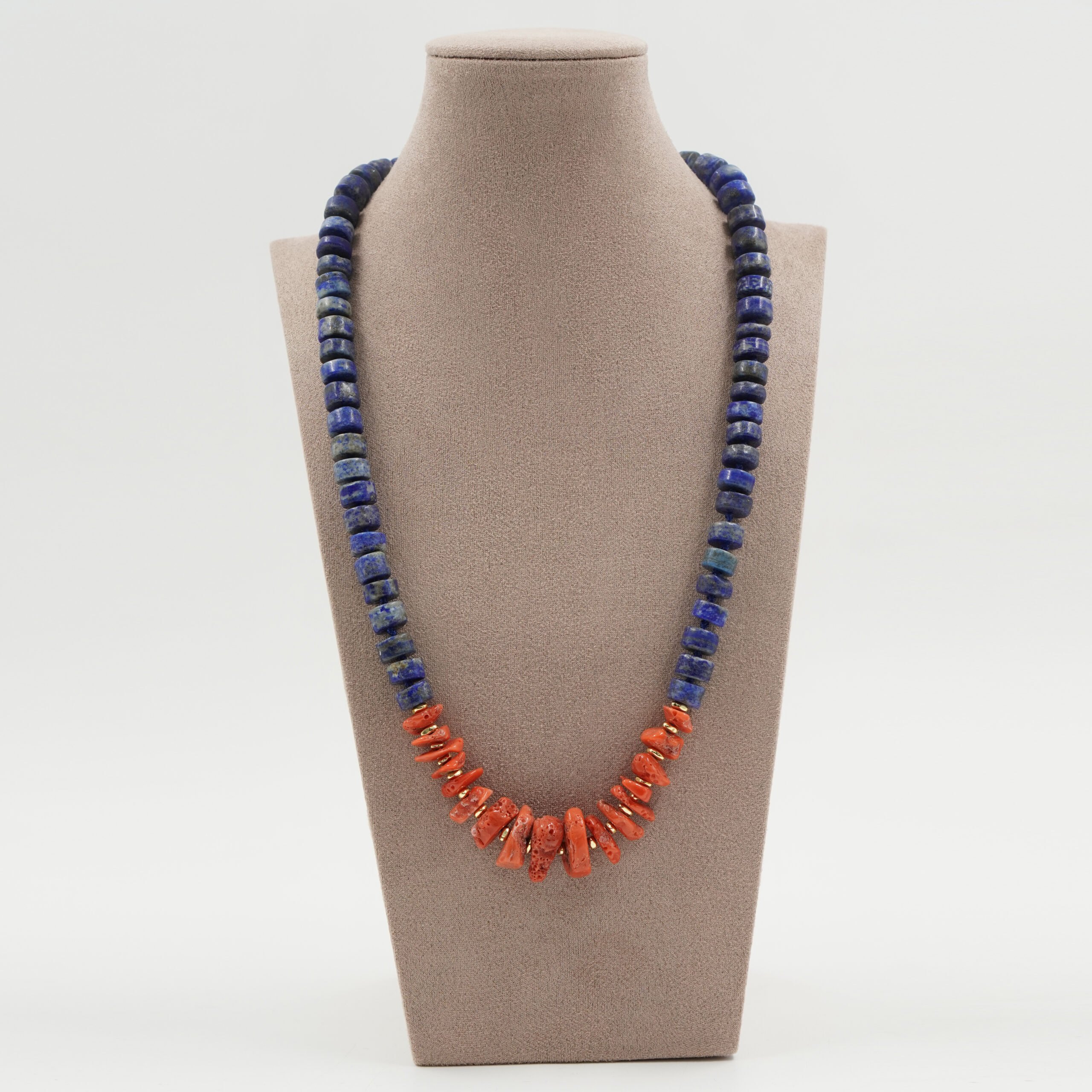 Collana lapis, corallo chiusura argento - immagine 2