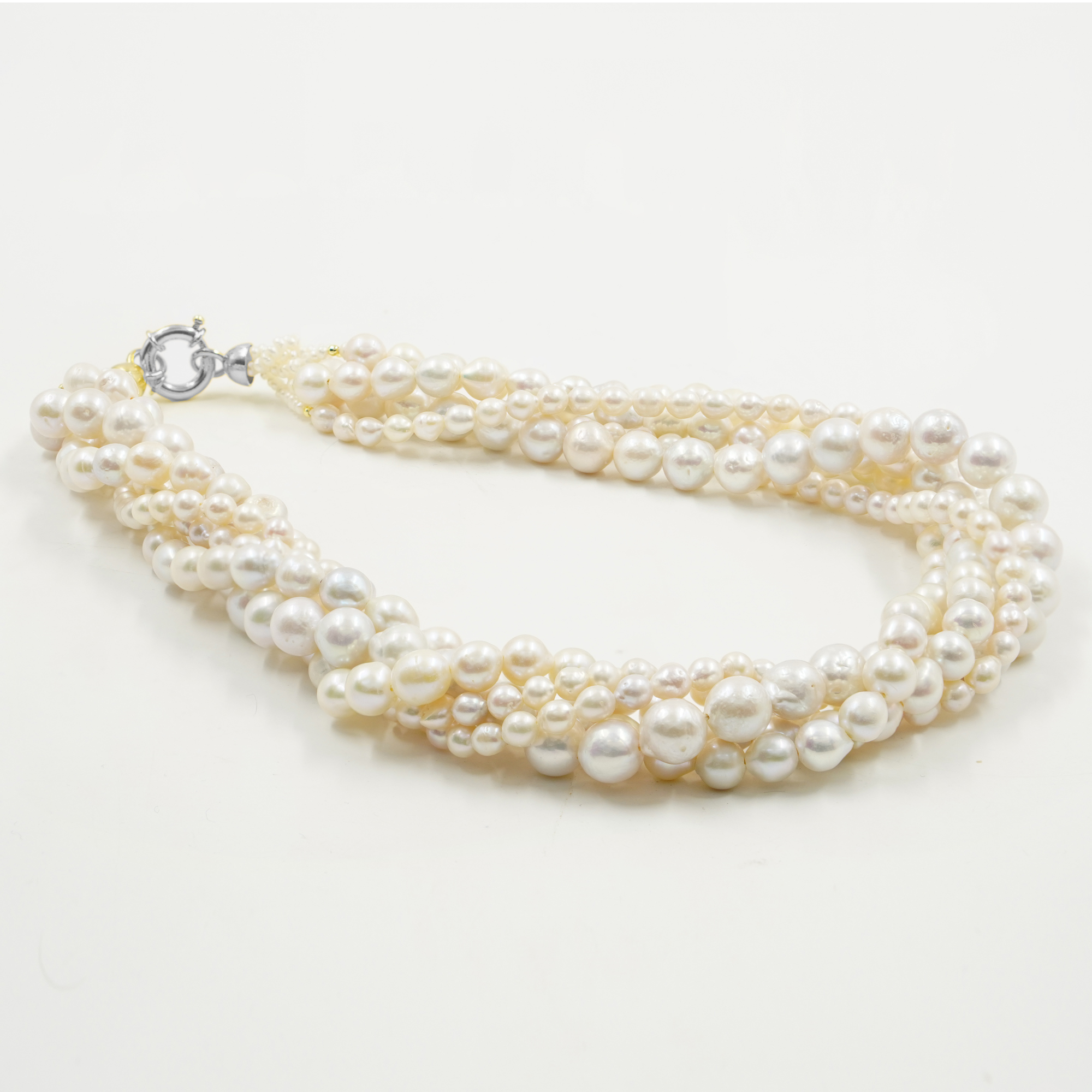 Collana perle con chiusura argento rodiato