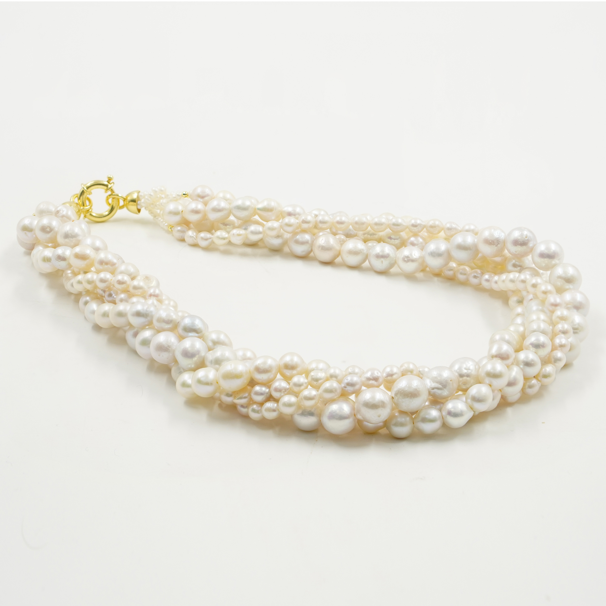 Collana perle con chiusura argento dorato