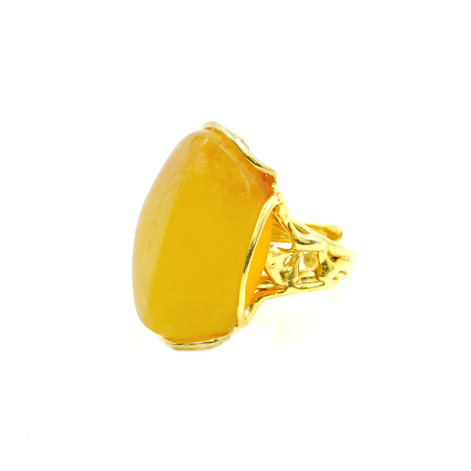 Anello argento ambra gialla – Dorato