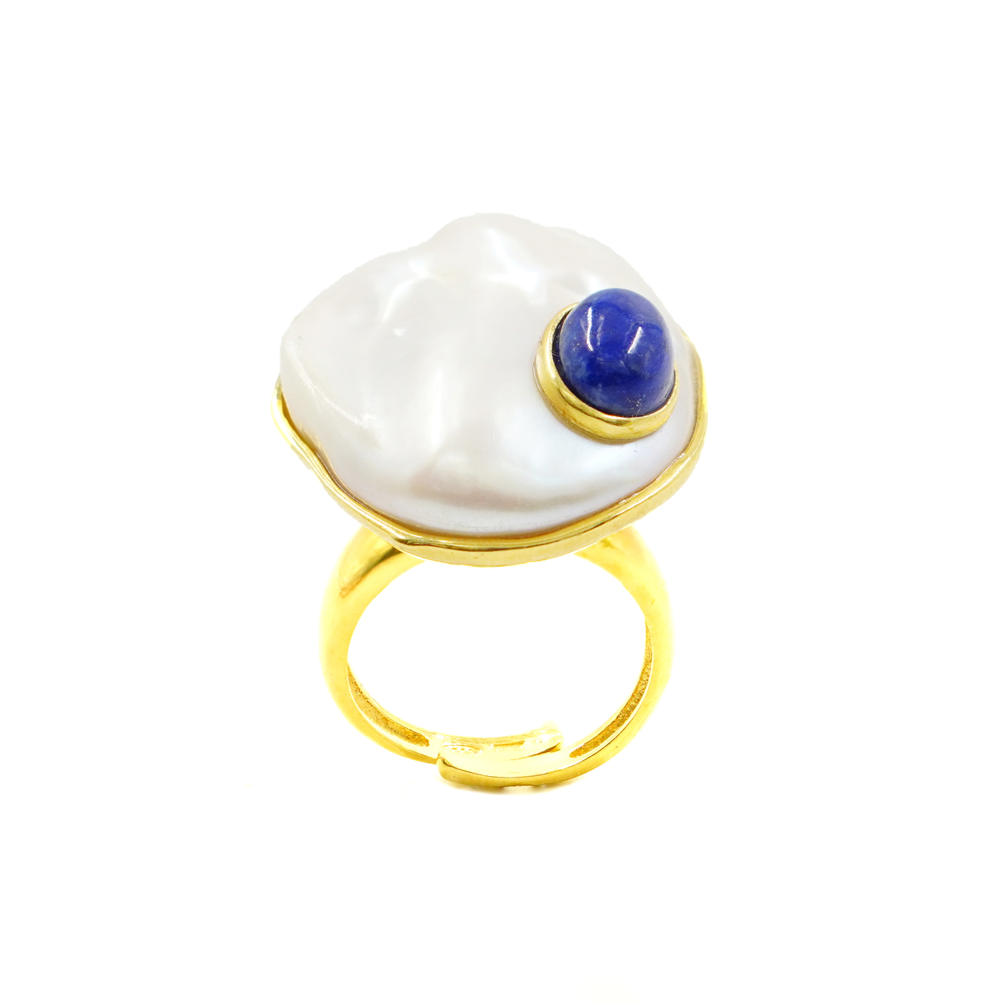Anello argento perla, lapis - Dorato