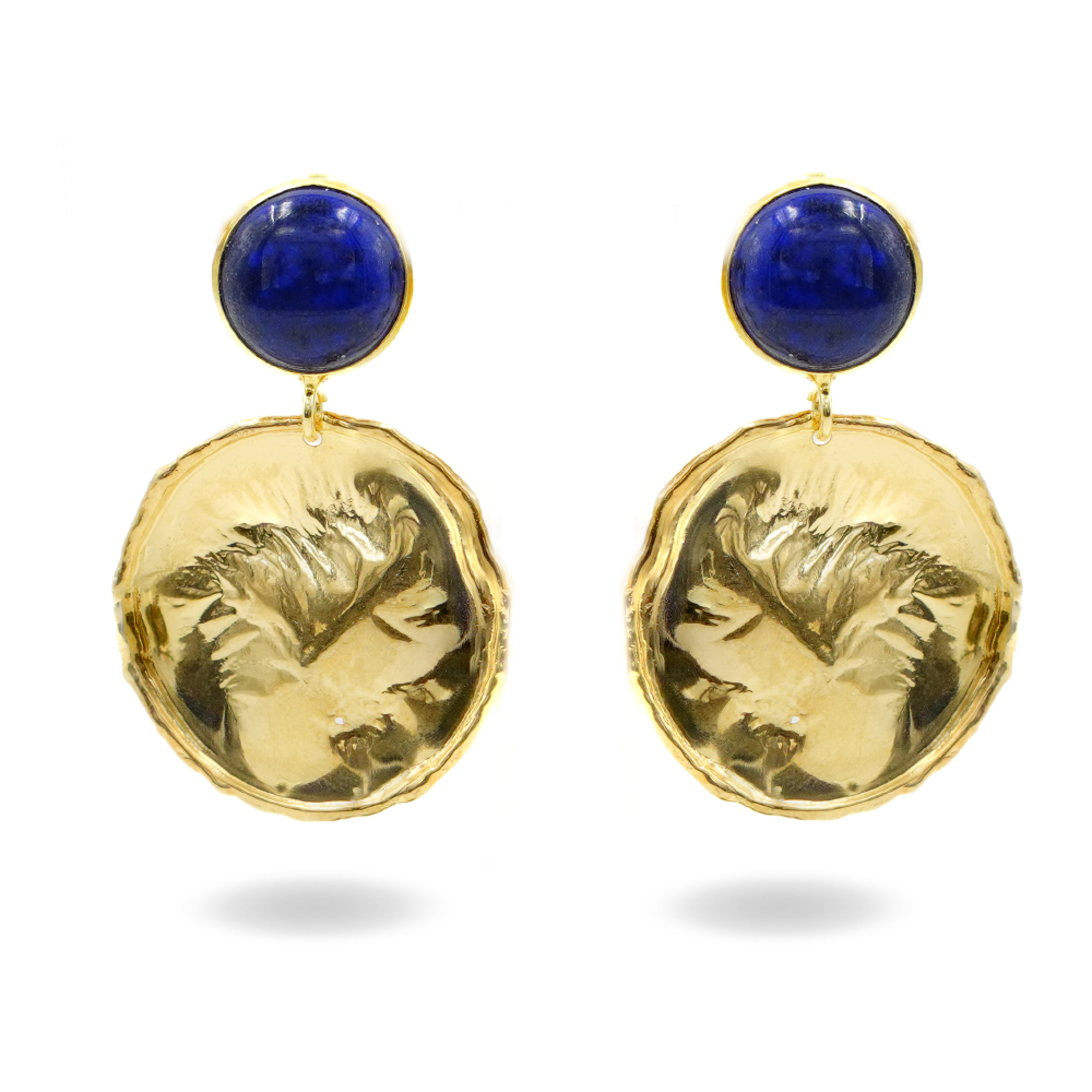Orecchini argento lapis e piastra - Dorato