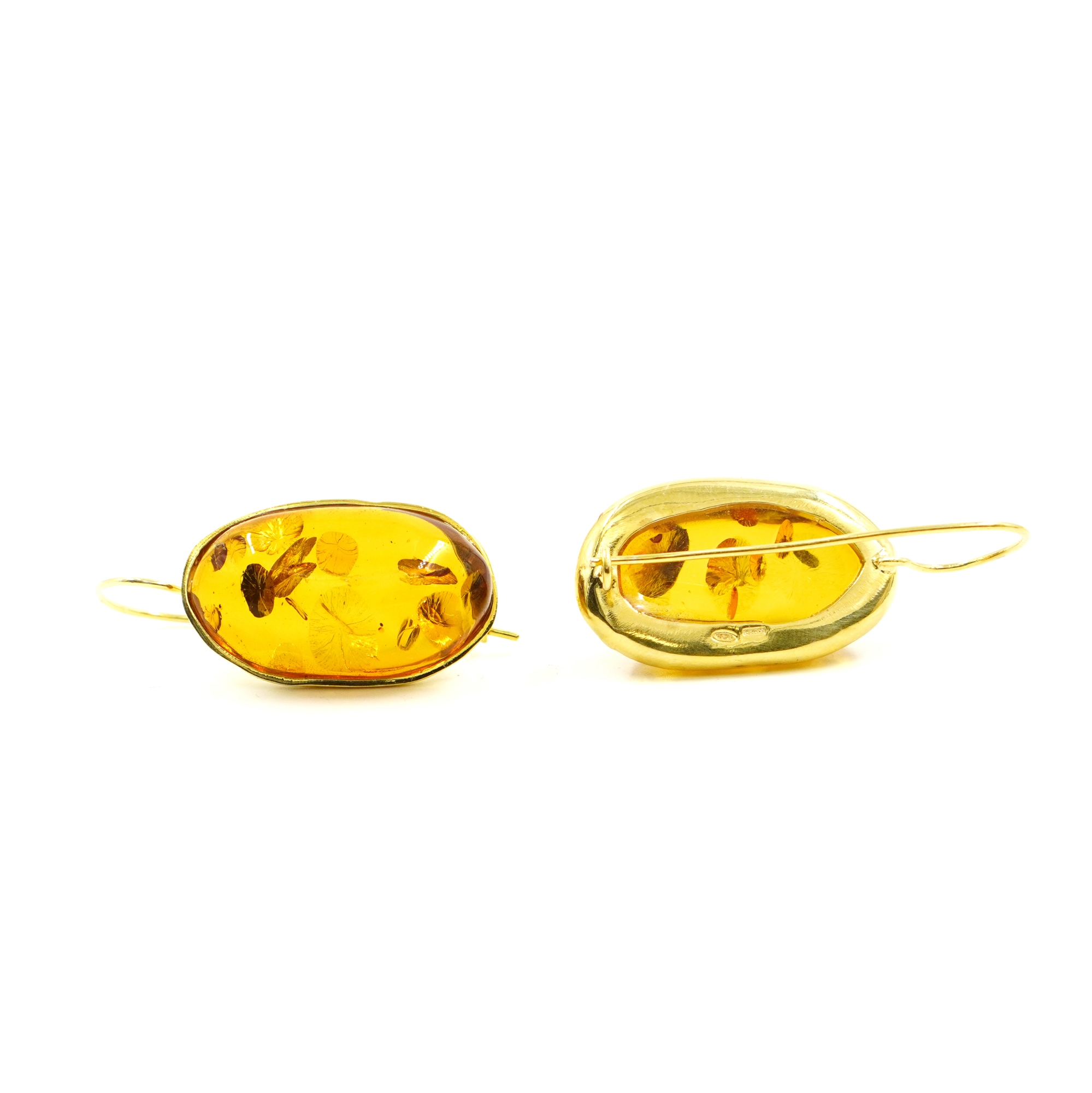 Orecchini Argento ambra cognac - Dorato