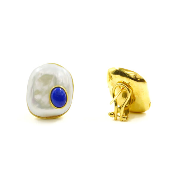 Orecchini argento perla, lapis - Dorato