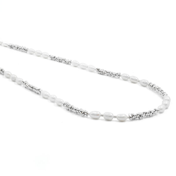 Collana ematite, perla, chiusura argento