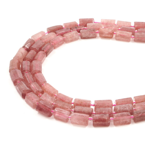 Quarzo Fragola fili cilindri sfaccettati 11x7mm
