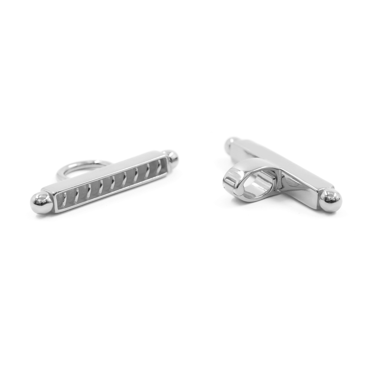 Chiusura in argento forma H a 9 ganci – Rodiato